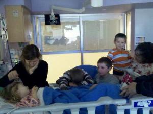 Phoebe intubated and resting after her seizure.